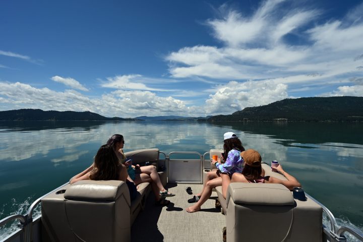 people riding on a boat